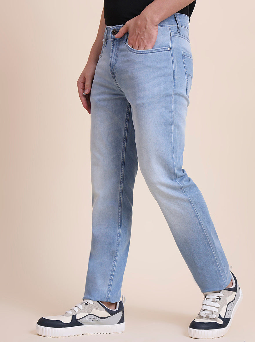 Light Blue Washed Straight Fit Jeans | JadeBlue
