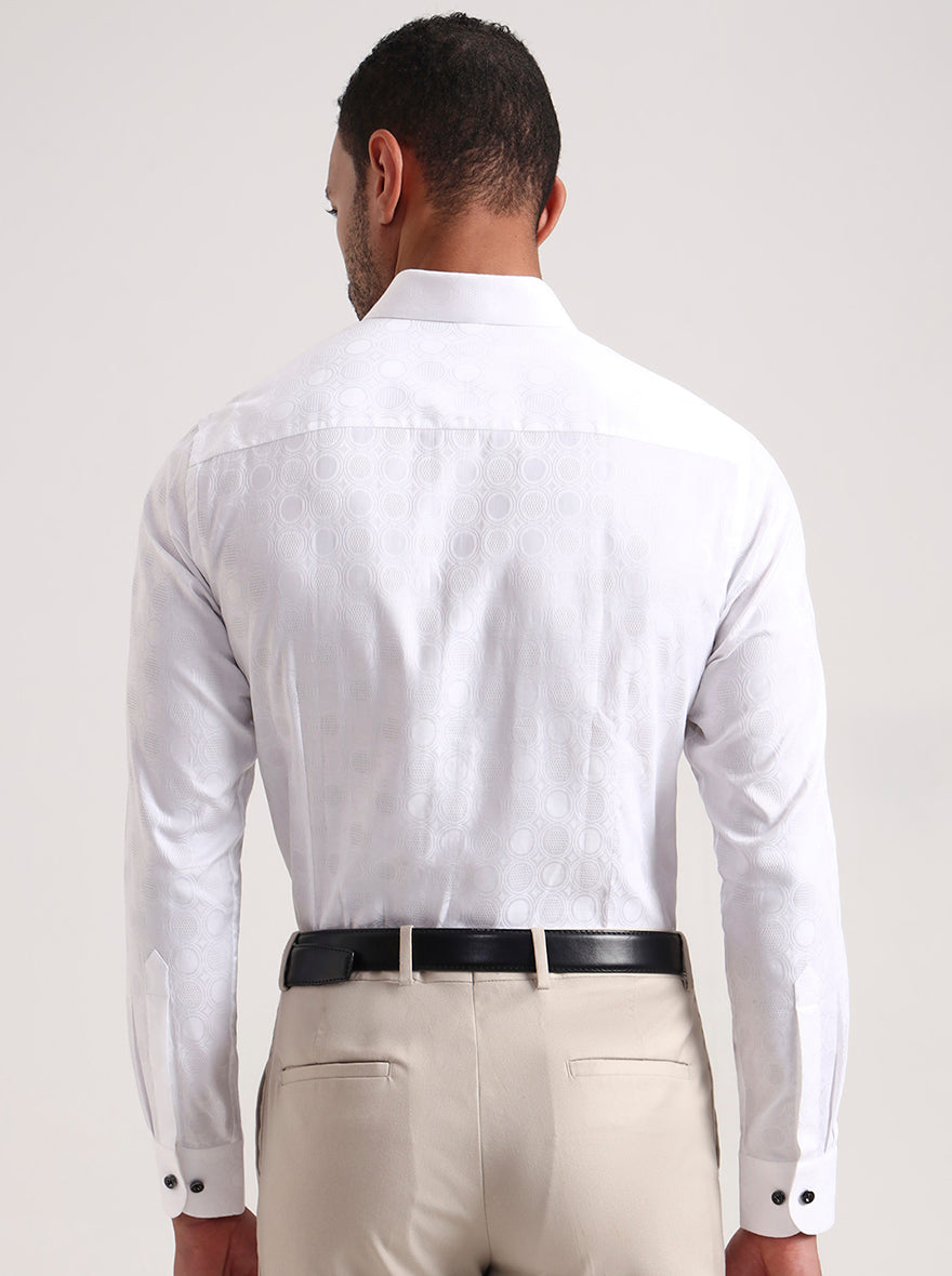 White Printed Slim Fit Party Wear Shirt | Wyre