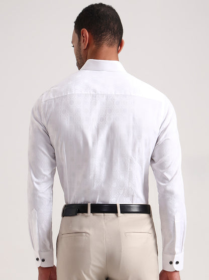 White Printed Slim Fit Party Wear Shirt | Wyre