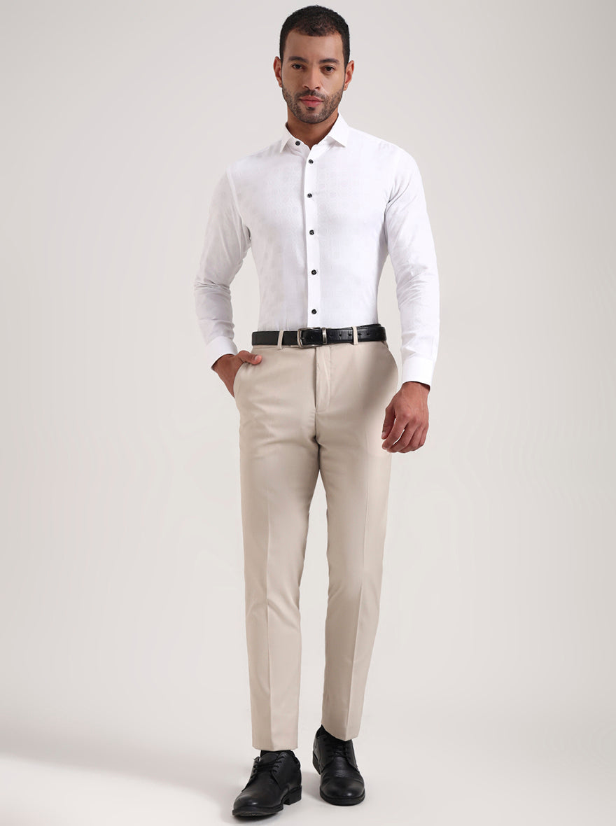 White Printed Slim Fit Party Wear Shirt | Wyre