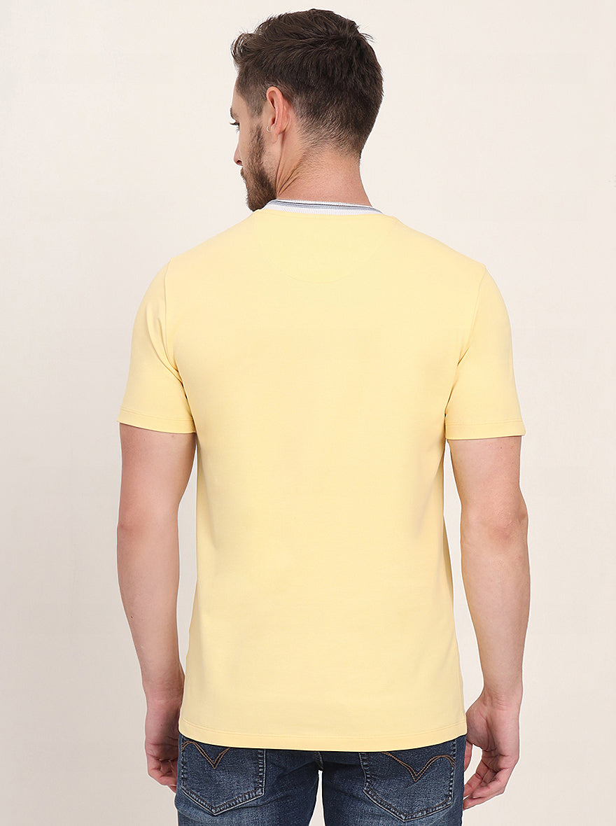 Yellow Solid Slim Fit T-Shirt | JadeBlue