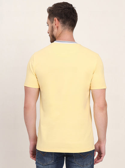 Yellow Solid Slim Fit T-Shirt | JadeBlue