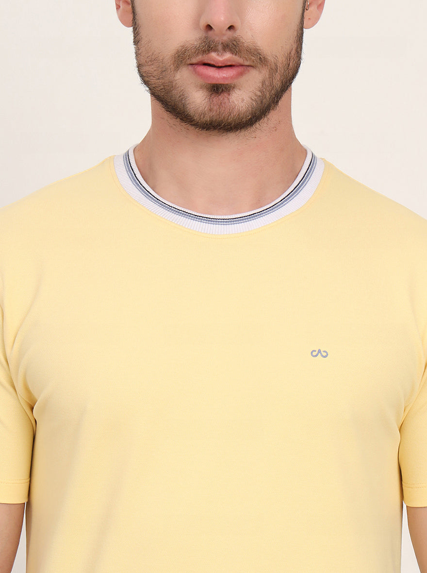 Yellow Solid Slim Fit T-Shirt | JadeBlue