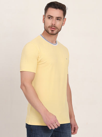 Yellow Solid Slim Fit T-Shirt | JadeBlue