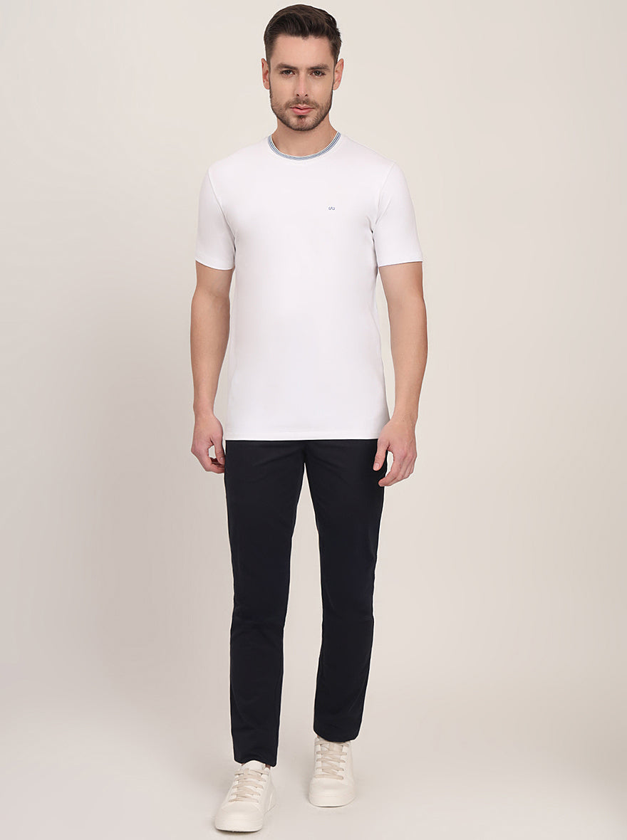 White Solid Slim Fit T-Shirt | JadeBlue