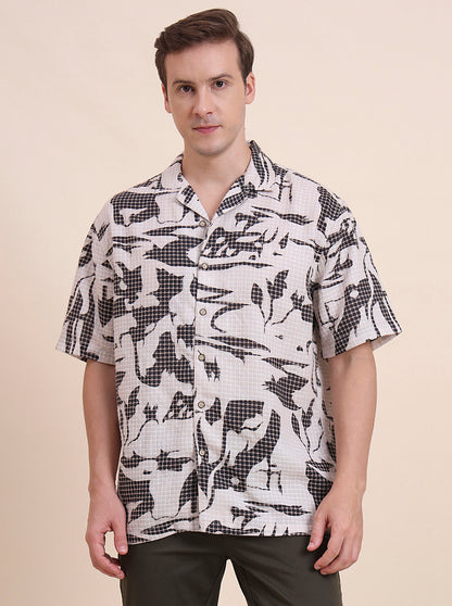 Off-White Printed Slim Fit Casual Shirt | JadeBlue