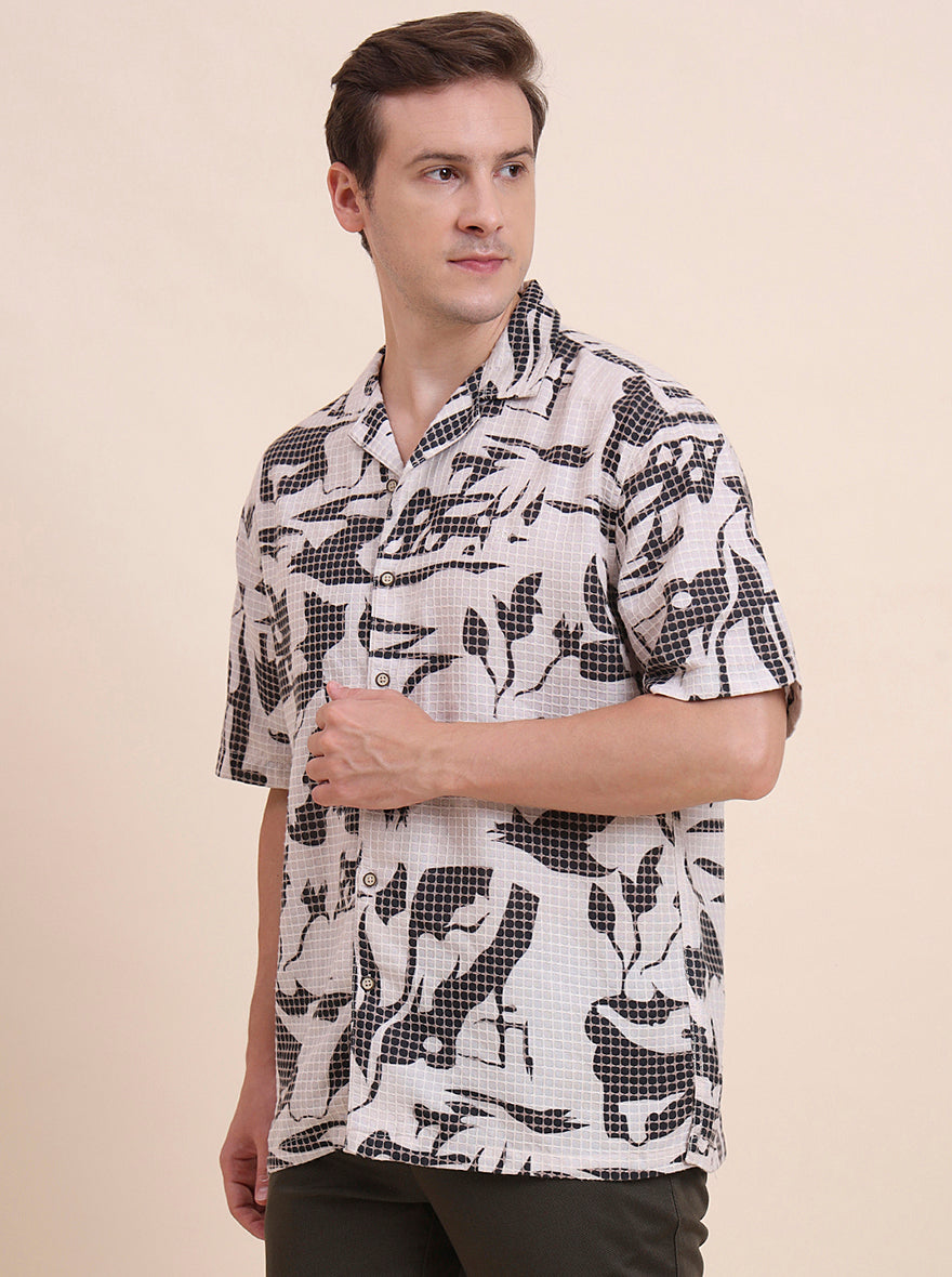 Off-White Printed Slim Fit Casual Shirt | JadeBlue