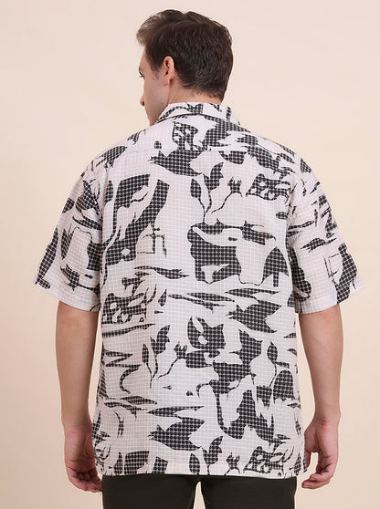 Off-White Printed Slim Fit Casual Shirt | JadeBlue