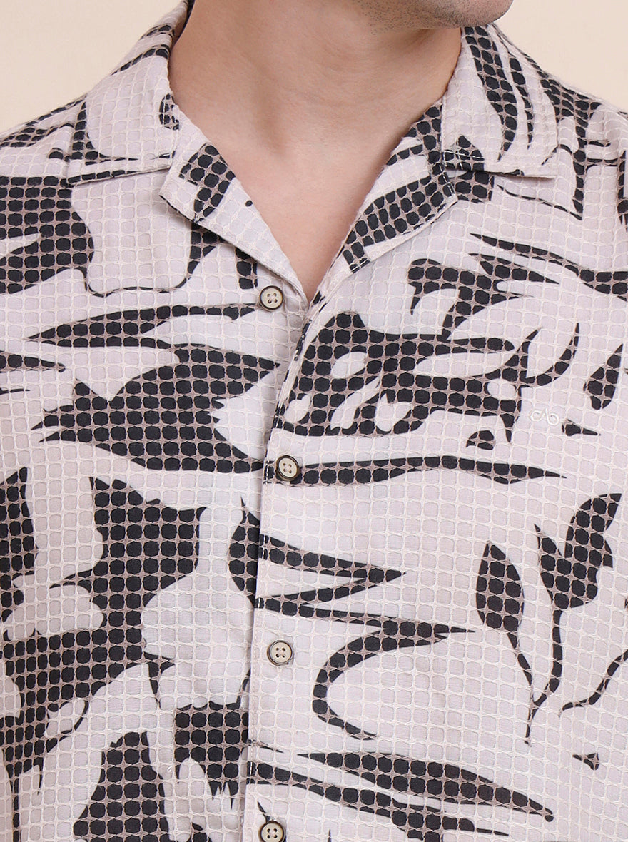 Off-White Printed Slim Fit Casual Shirt | JadeBlue