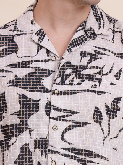 Off-White Printed Slim Fit Casual Shirt | JadeBlue