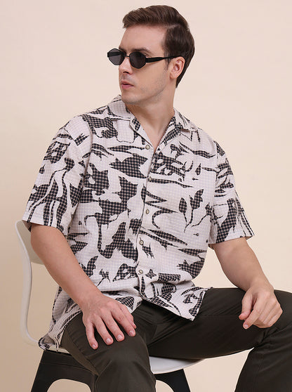 Off-White Printed Slim Fit Casual Shirt | JadeBlue