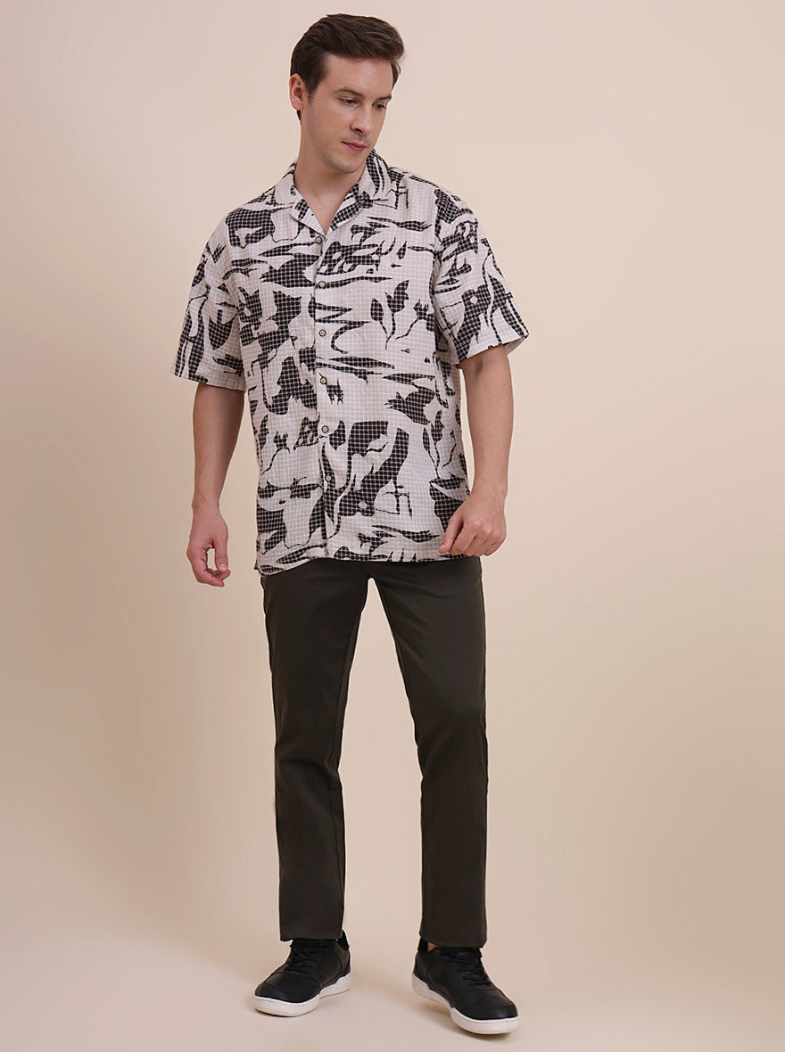 Off-White Printed Slim Fit Casual Shirt | JadeBlue