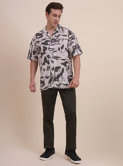 Off-White Printed Slim Fit Casual Shirt | JadeBlue