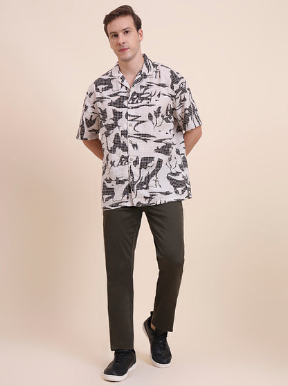 Off-White Printed Slim Fit Casual Shirt | JadeBlue