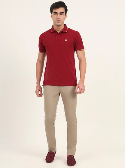 Khaki Solid Super Slim Fit Casual Trouser | Greenfibre