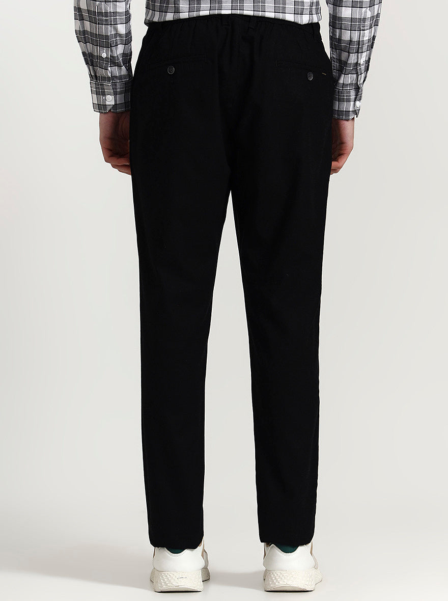 Black Solid Regular Fit Track Pant | Greenfibre