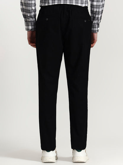 Black Solid Regular Fit Track Pant | Greenfibre