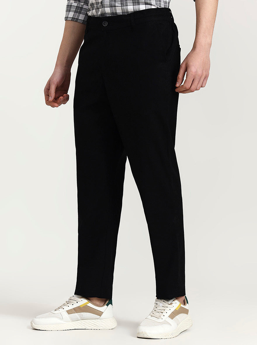Black Solid Regular Fit Track Pant | Greenfibre