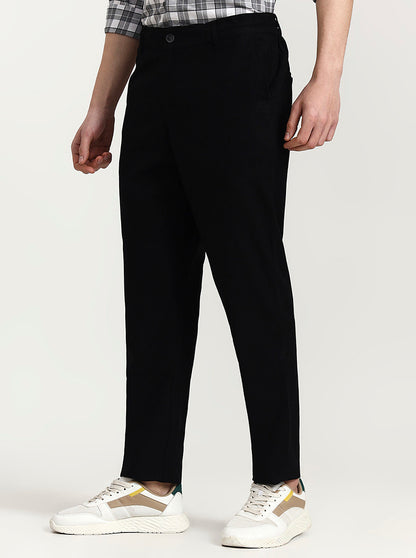 Black Solid Regular Fit Track Pant | Greenfibre