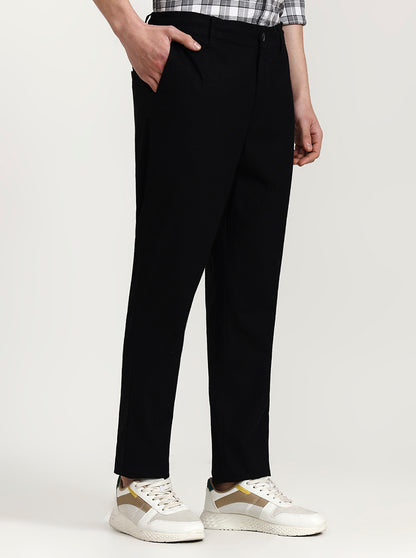 Black Solid Regular Fit Track Pant | Greenfibre
