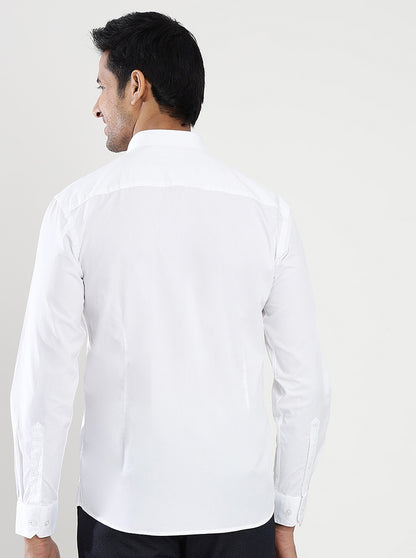 White Solid Slim Fit Semi Casual Shirt | JadeBlue