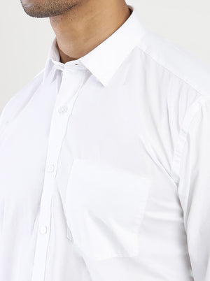White Solid Slim Fit Semi Casual Shirt | JadeBlue