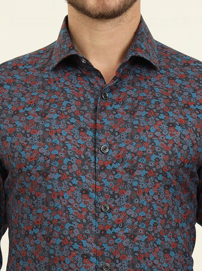 Multicolor Printed Slim Fit Party Wear Shirt | Wyre