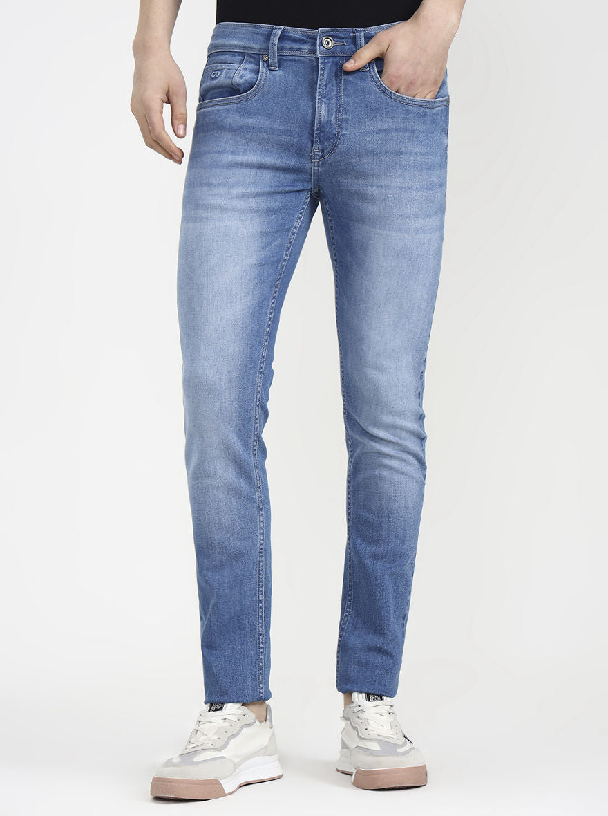 Light Ink Blue Washed Slim Fit Jeans | JadeBlue