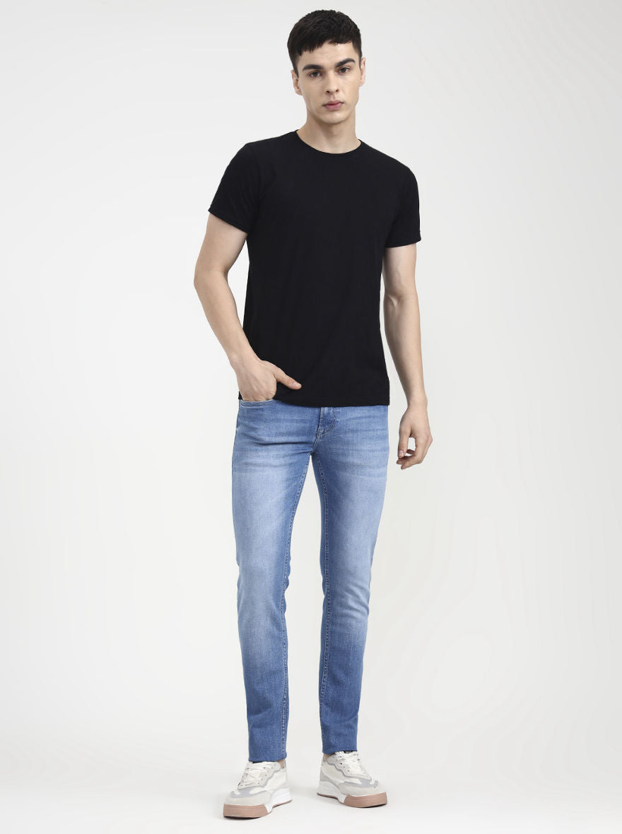 Light Ink Blue Washed Slim Fit Jeans | JadeBlue