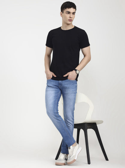 Light Ink Blue Washed Slim Fit Jeans | JadeBlue