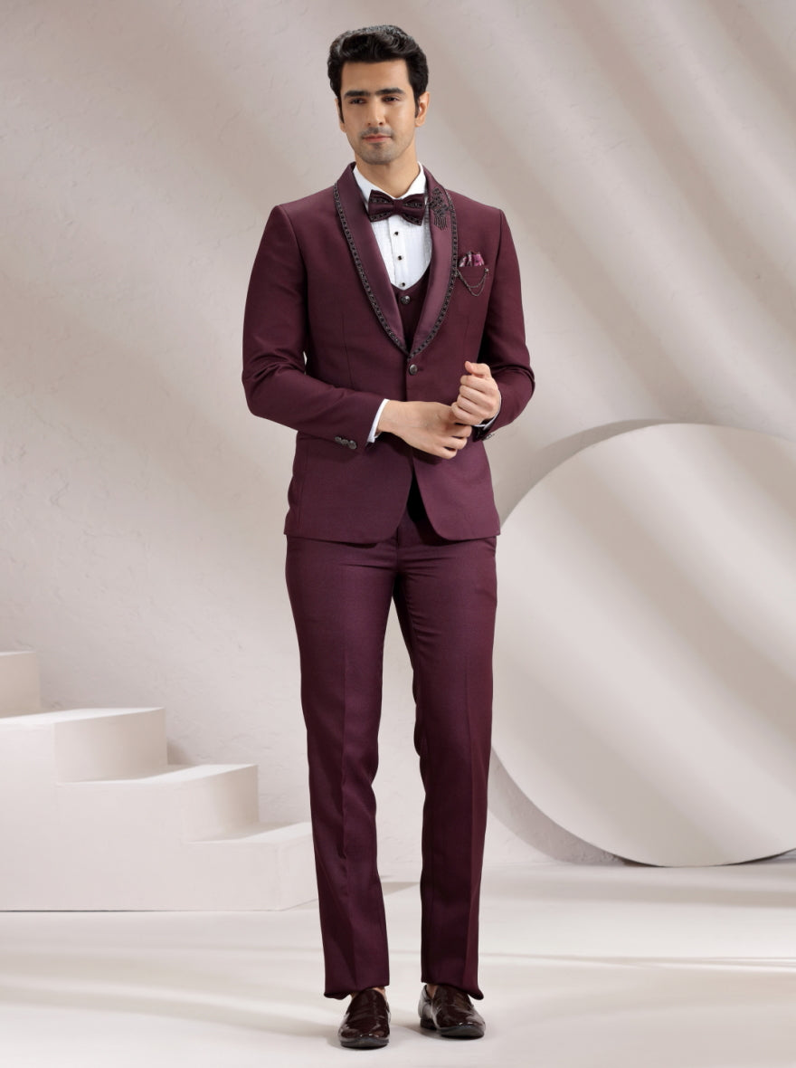 Purple Embroidered Suit | JadeBlue