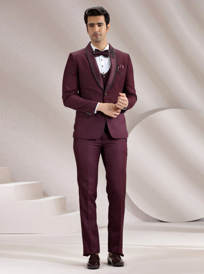 Purple Embroidered Suit | JadeBlue