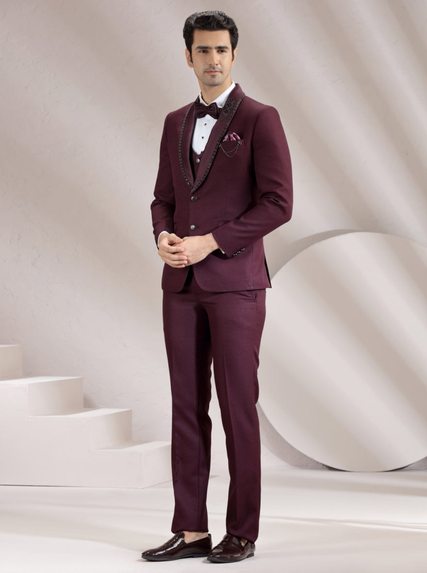 Purple Embroidered Suit | JadeBlue
