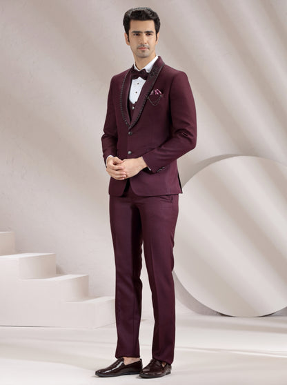 Purple Embroidered Suit | JadeBlue