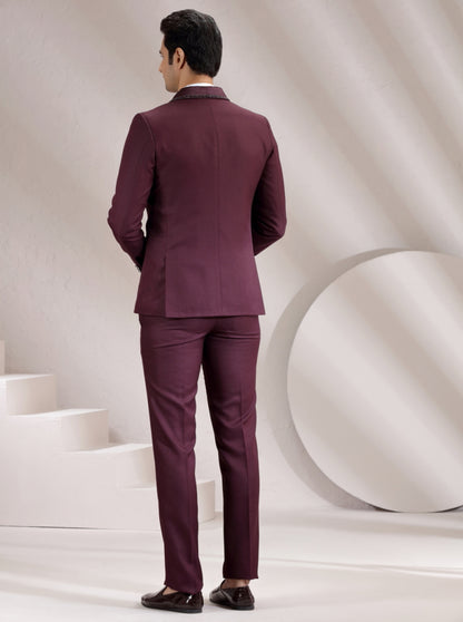 Purple Embroidered Suit | JadeBlue