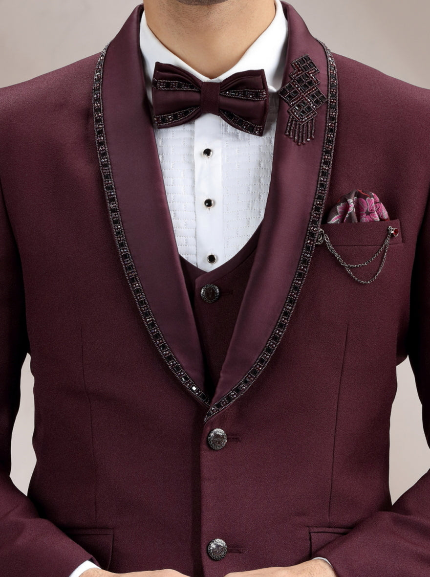 Purple Embroidered Suit | JadeBlue