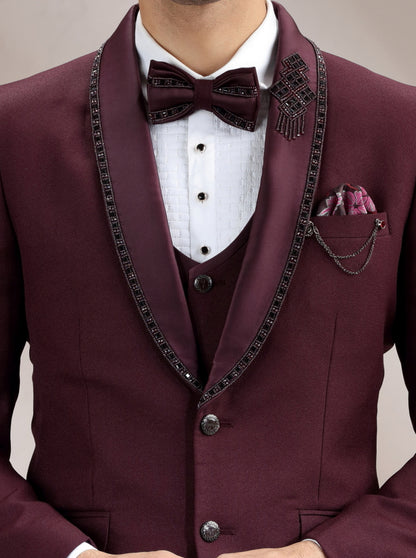 Purple Embroidered Suit | JadeBlue