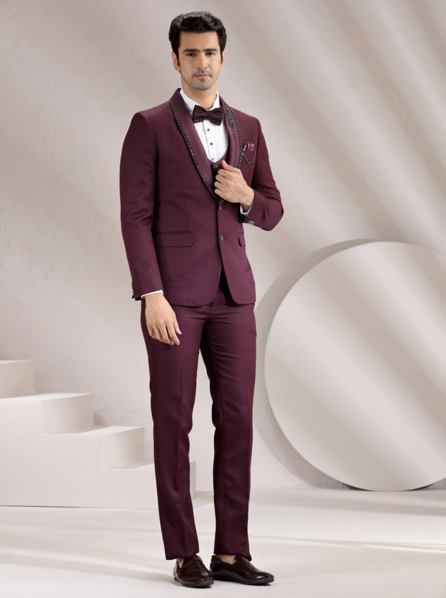 Purple Embroidered Suit | JadeBlue