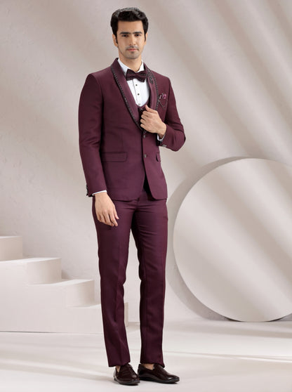 Purple Embroidered Suit | JadeBlue