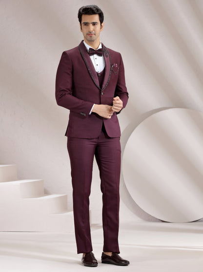 Purple Embroidered Suit | JadeBlue