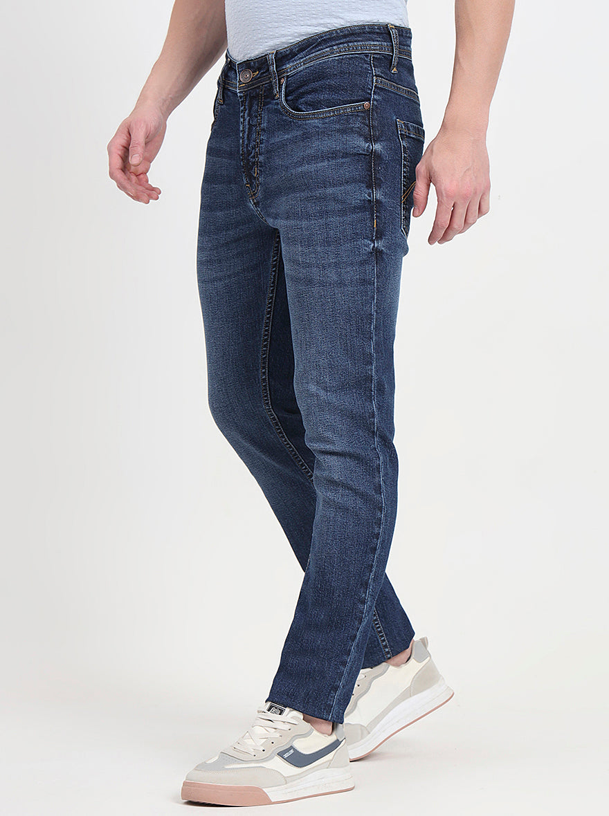 Denim Blue Washed Slim Fit Jeans | JadeBlue