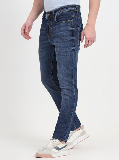 Denim Blue Washed Slim Fit Jeans | JadeBlue