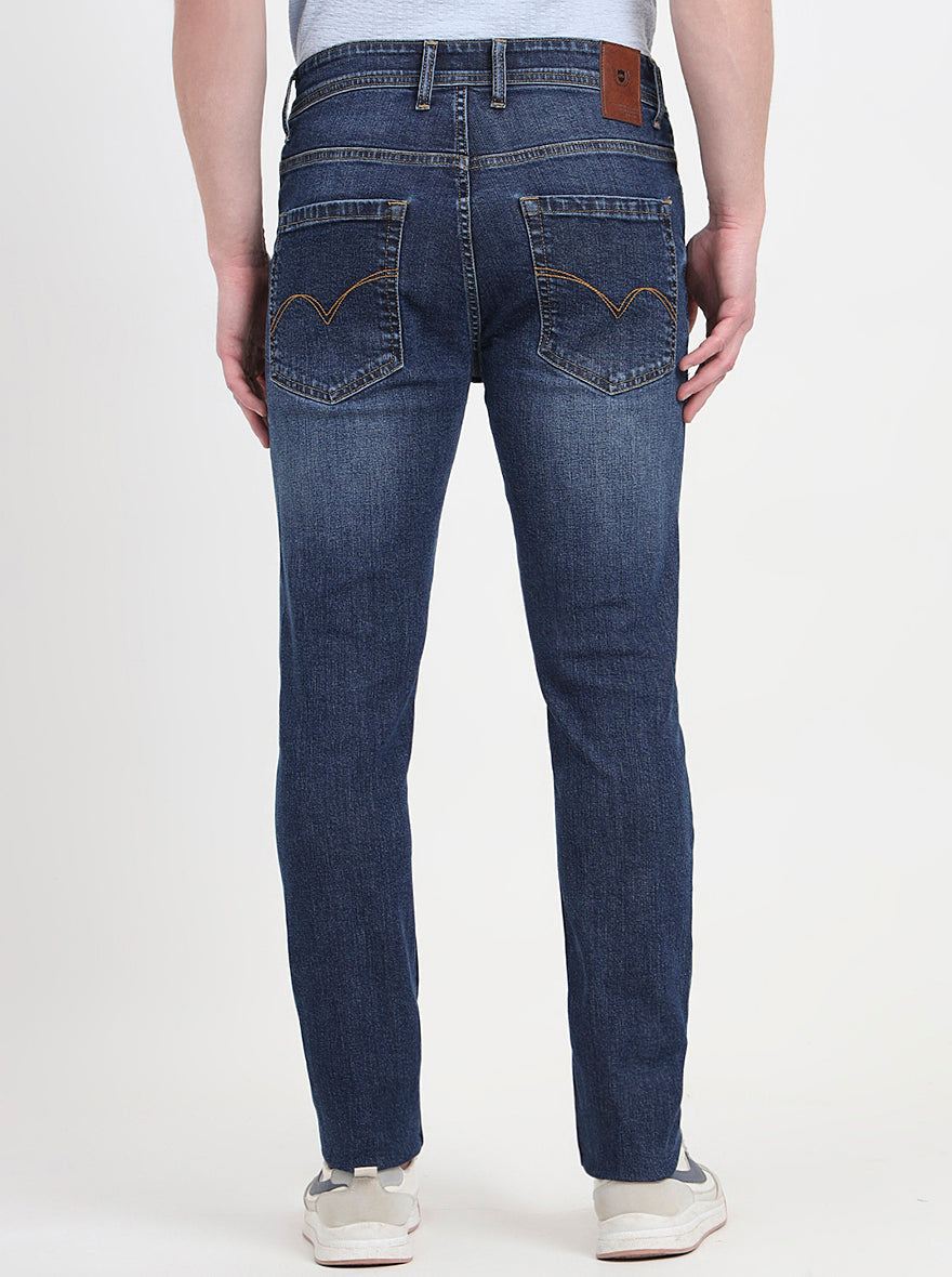 Denim Blue Washed Slim Fit Jeans | JadeBlue