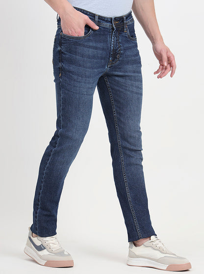 Denim Blue Washed Slim Fit Jeans | JadeBlue