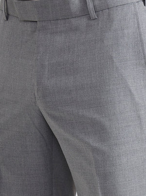 Light Grey Solid Slim Fit Formal Trouser | Metal