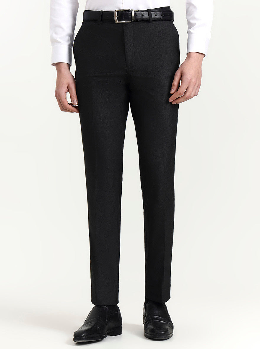 Dark Grey Solid Slim Fit Formal Trouser | Greenfibre
