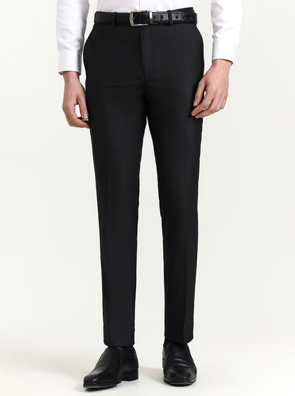 Dark Grey Solid Slim Fit Formal Trouser | Greenfibre