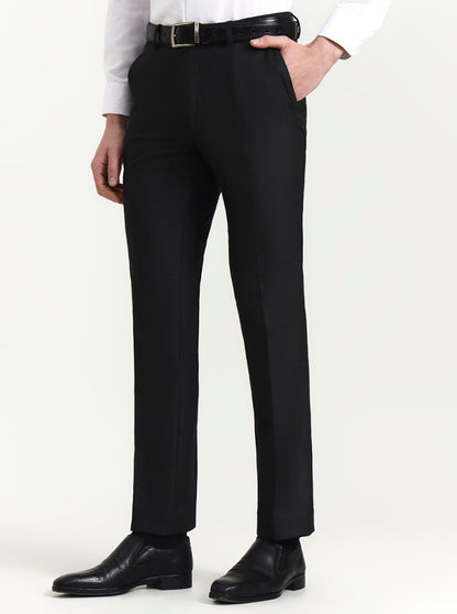 Dark Grey Solid Slim Fit Formal Trouser | Greenfibre