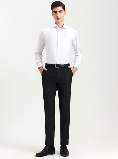 Dark Grey Solid Slim Fit Formal Trouser | Greenfibre