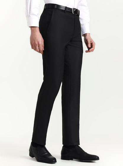 Dark Grey Solid Slim Fit Formal Trouser | Greenfibre